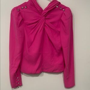 Self-Portrait pink knotted long sleeve top size 4